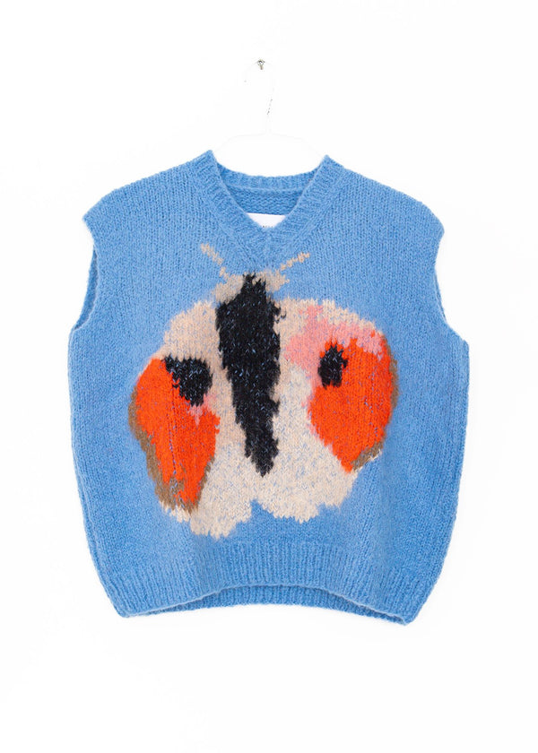 Butterfly Hand Knitted Vest in Blue, from Wild Animals