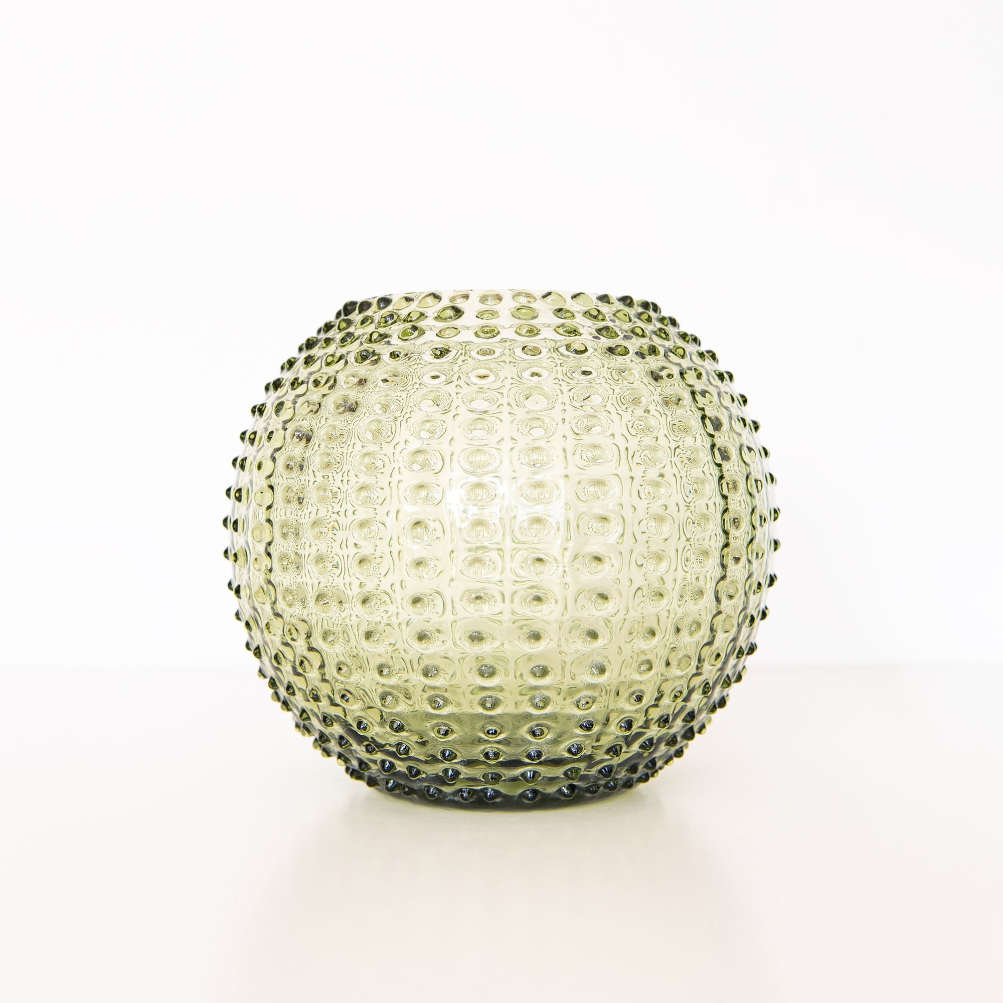 Hobnail Globe Vase in Olive Green, from Anna Von Lipa