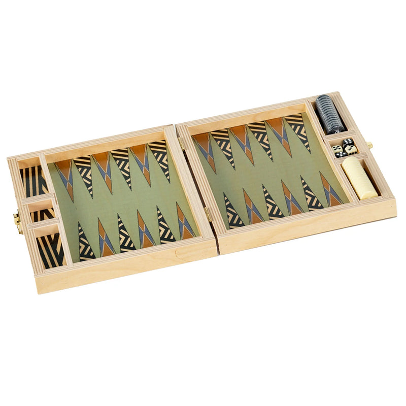 Wallis Mustard Travel Backgammon Set, from Wolfum Studio