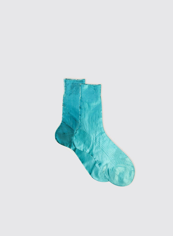 Ribbed Laminated Socks in Water, from Maria La Rosa