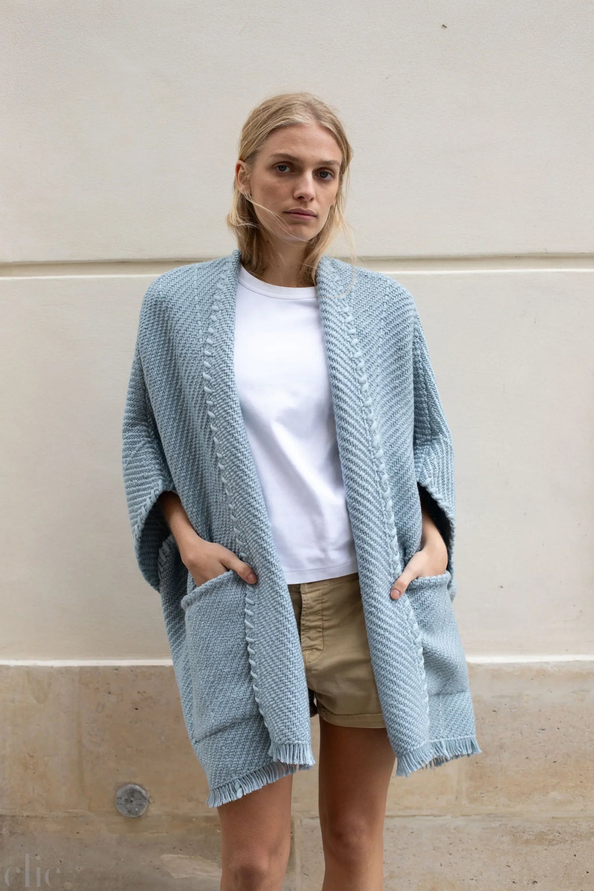Lose Billy Cardigan in Chalk Blue, from Wehve