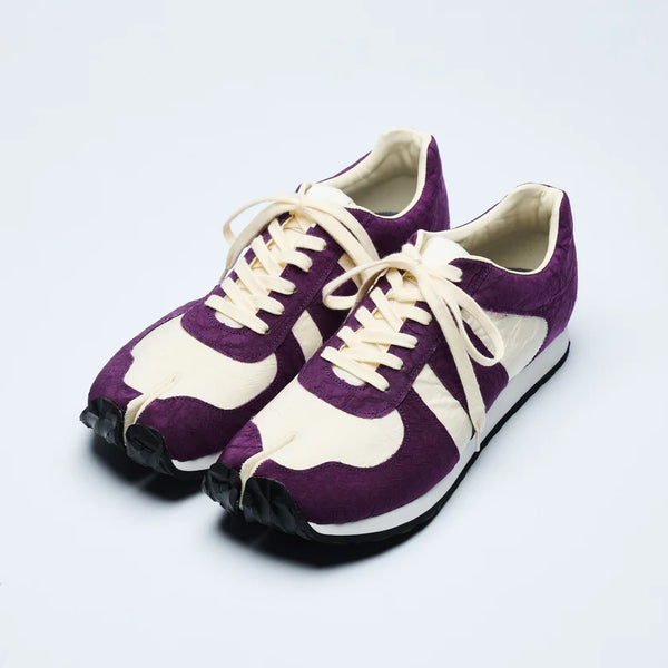 Tabi Trainer Airbag Sneakers in White and Purple, from Tabito