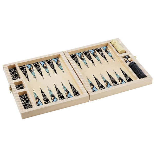 Seafoam Marble Travel Backgammon Set, from Wolfum