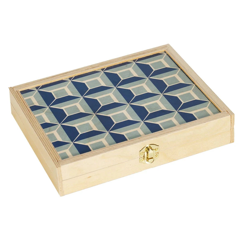 Grid Navy Travel Backgammon Set, from Wolfum Studio