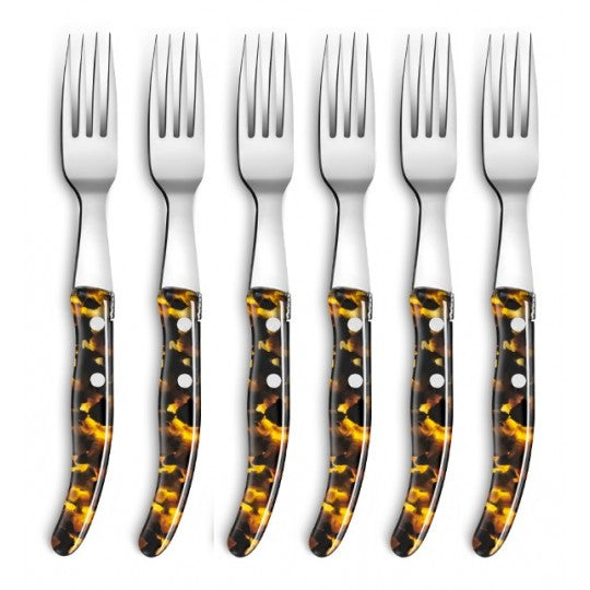 Berlingot Box of 6 Steak Forks in Flake, from Claude Dozorme