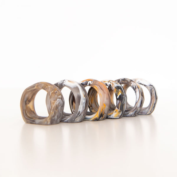 Set of 6 Napkin Rings in Mocha Swirl, from Nashi Home