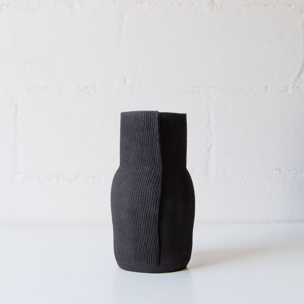 Burlap Bottle in Black, from CYM Ceramics