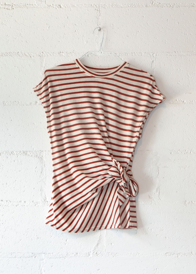 Striped Nina Cinched Top in Henna and Cream, from Apiece Apart