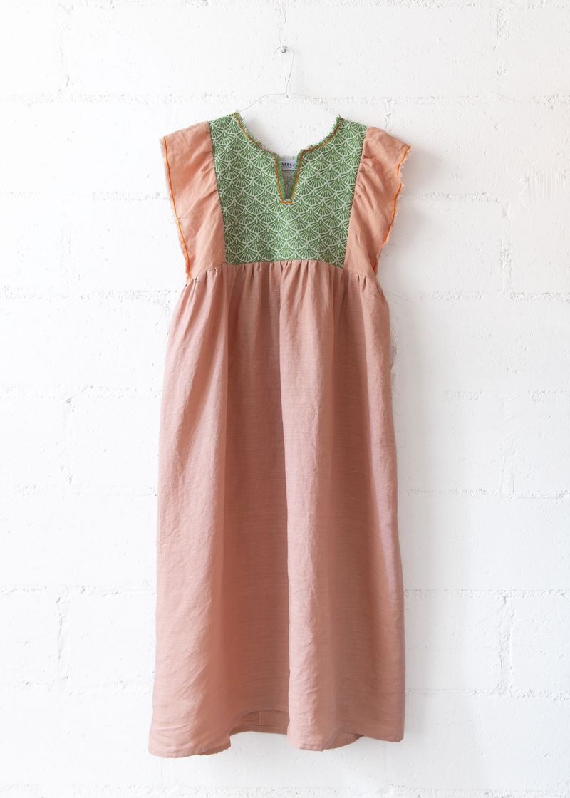 Jilly Long Dress in Pink and Green, from Nina Leuca