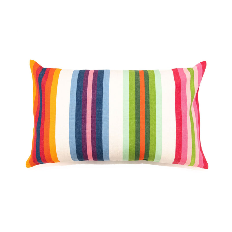 Cotton Stripe Pillow in Rainbow 16" x 27", from Garza Marfa