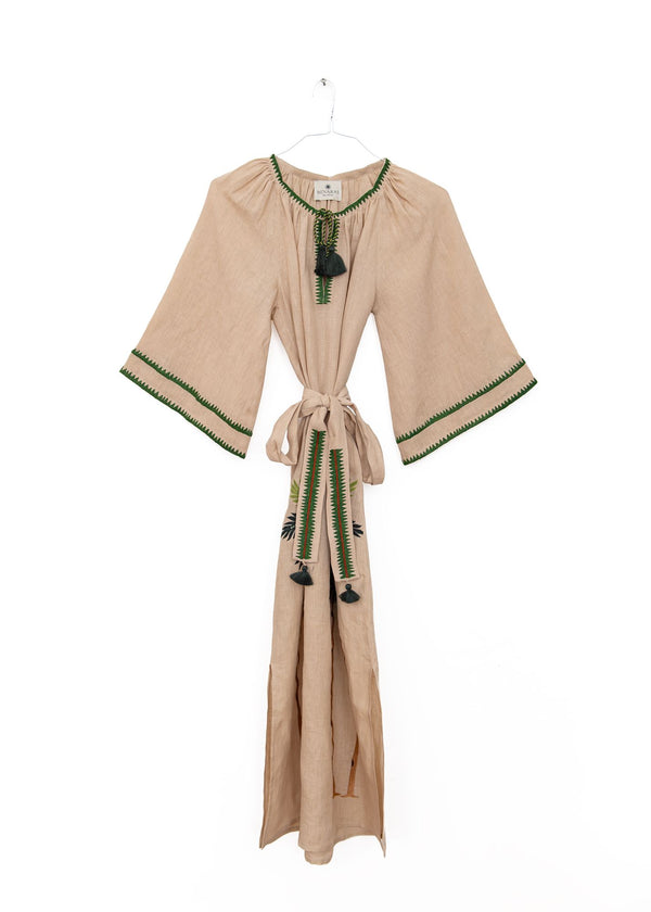 Palma Veronica Dress in Beige and Green, from Benaras by Citrus