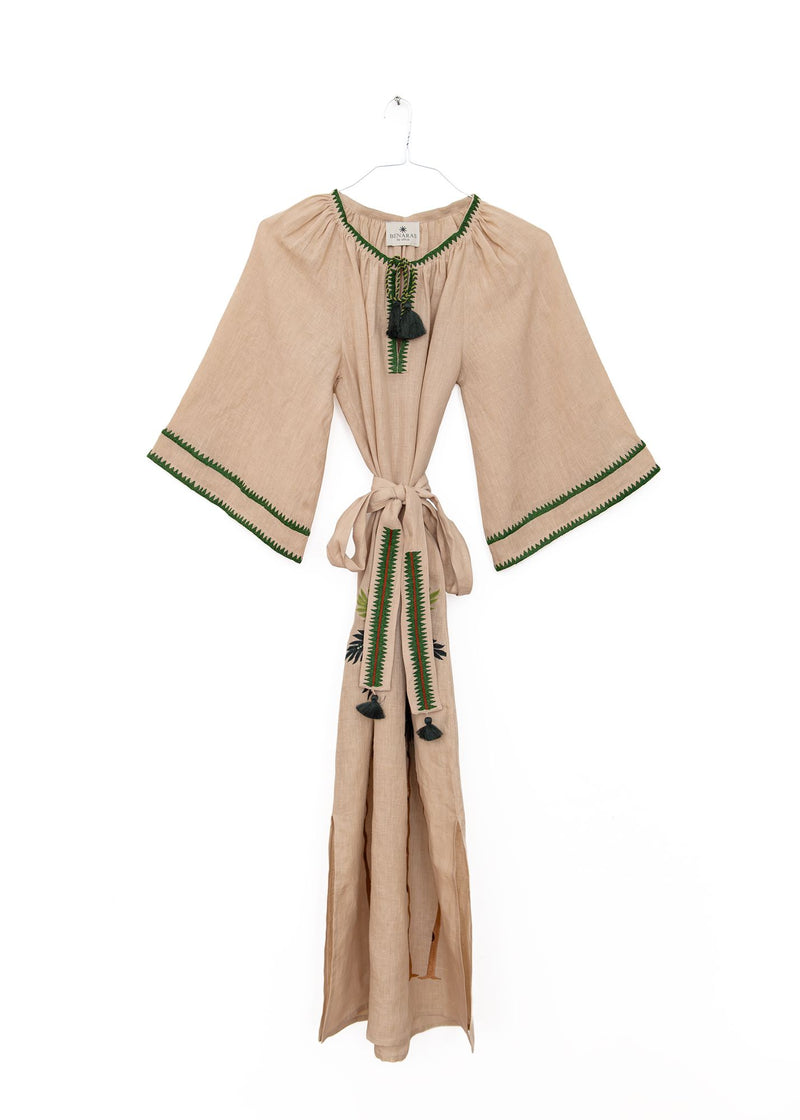 Palma Veronica Dress in Beige and Green, from Benaras by Citrus