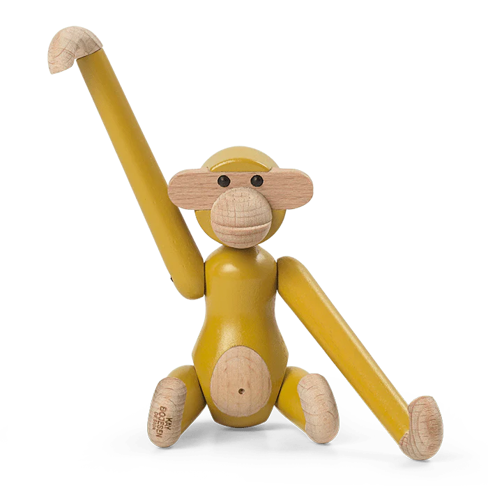 Mini Monkey in Vintage Yellow, from Kay Bojesen