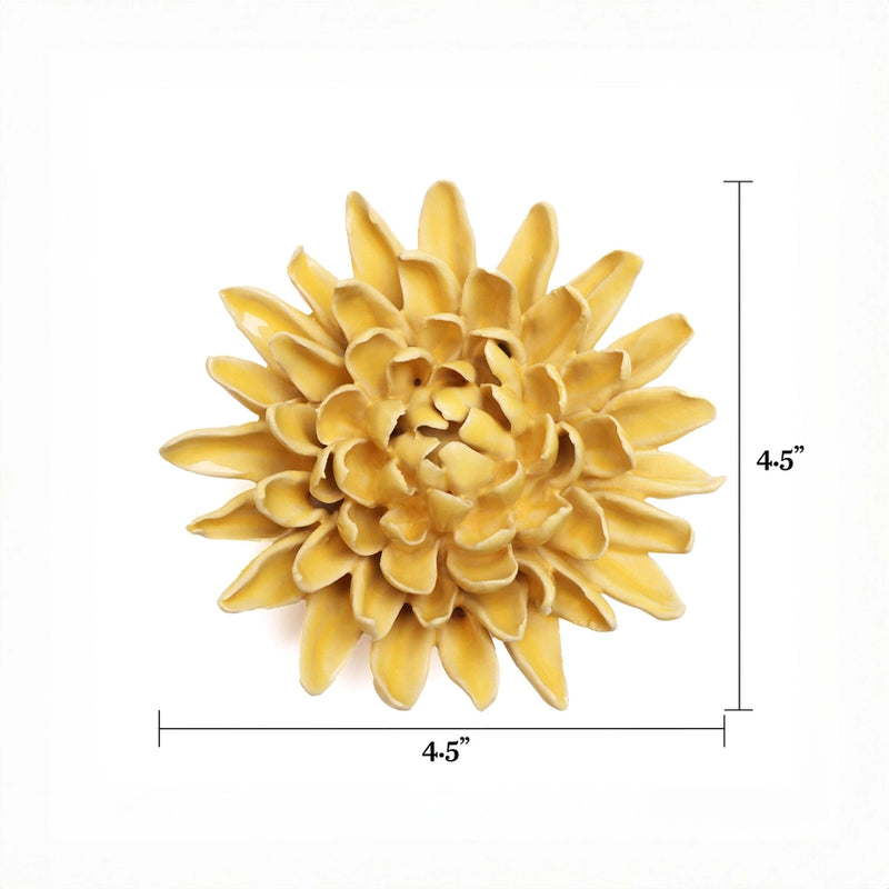 Ceramic Flower Wall Art  in Yellow Chrysanthemum, from Chive