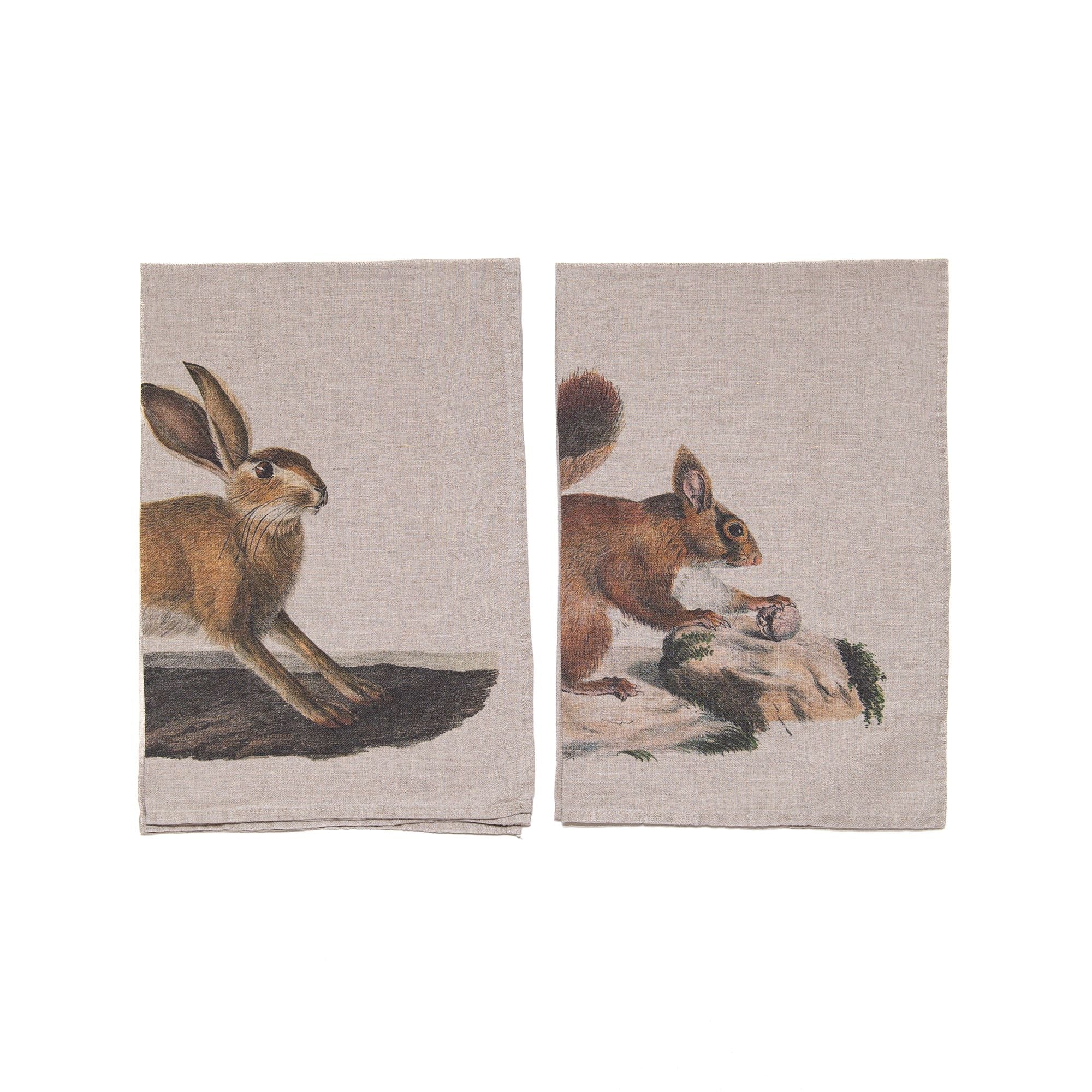 Squirel and Hare Kitchen Towel, from Linoroom