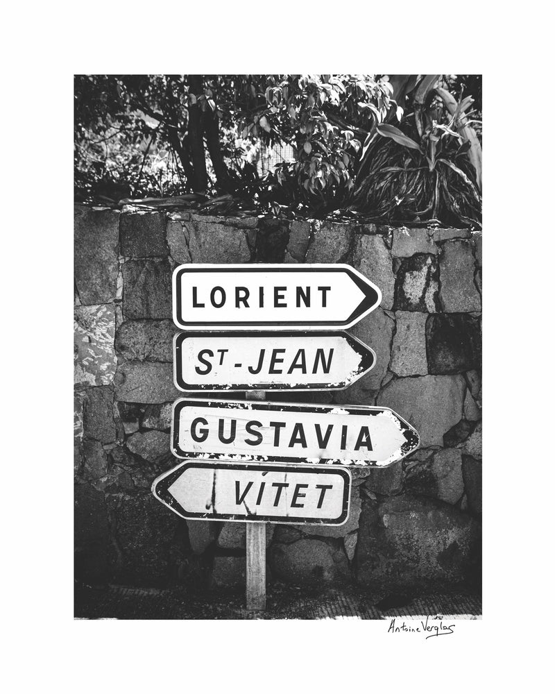St. Barth Sign 1 Black and White by Antoine Verglas