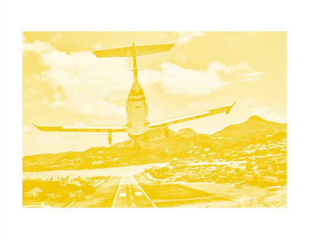 St Barth Landing Yellow by Antoine Verglas