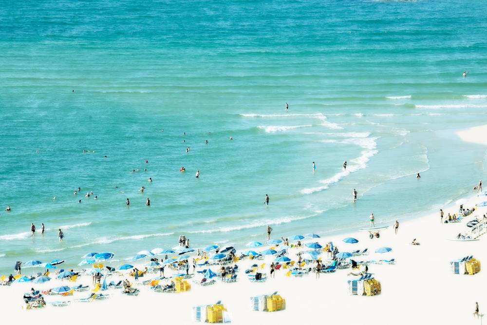 Blue Umbrellas, Tel Aviv Beach by Stephane Dessaint