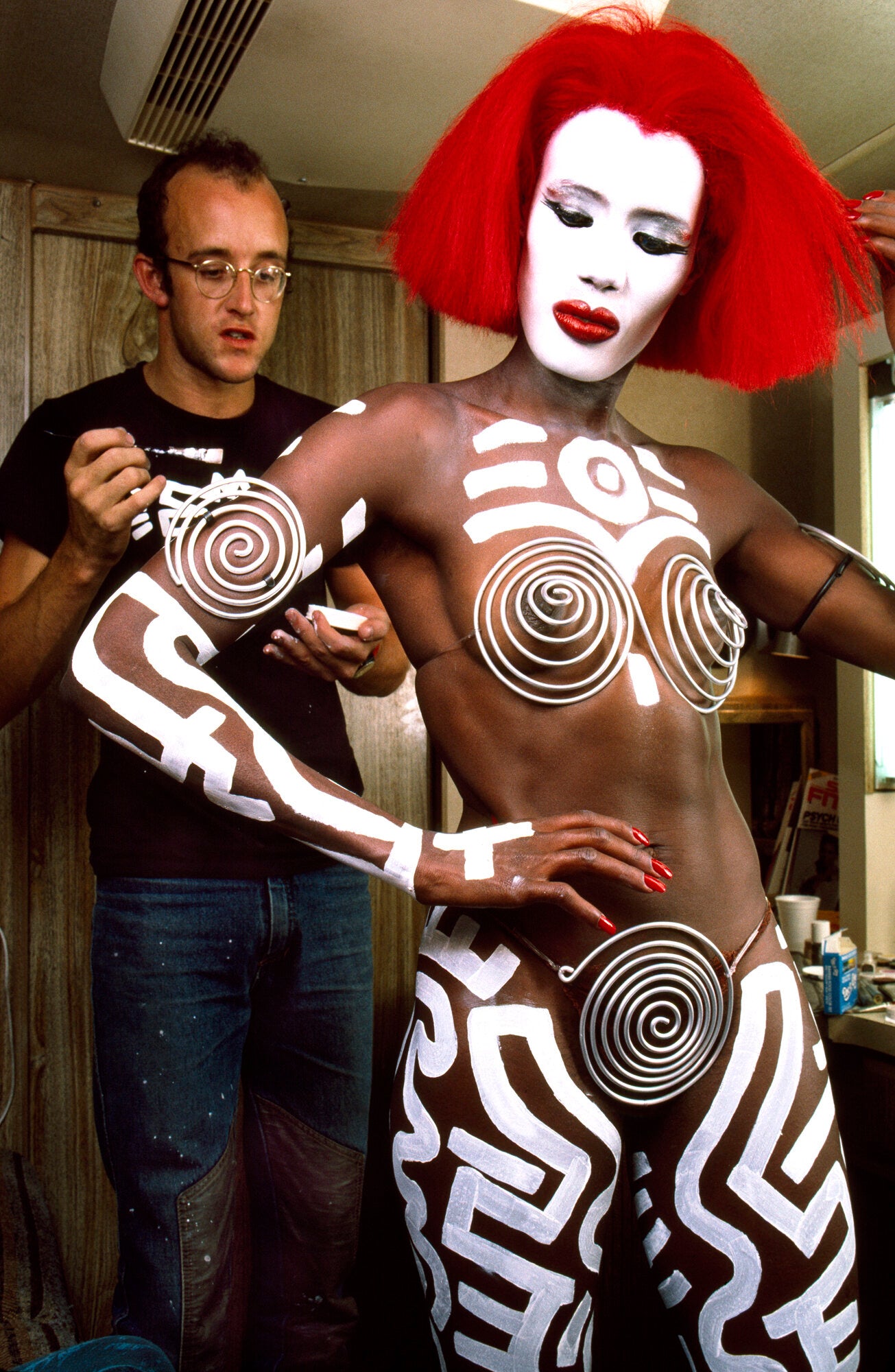 Keith Haring and Grace Jones "Vamp" 1986 by Douglas Kirkland