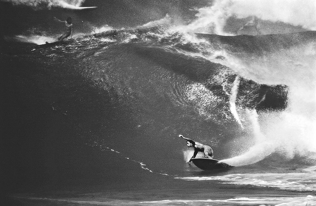 “Power S Turn” Barry Kaniaupuni, Sunset Beach, Oahu 1971 by Jeff Divine